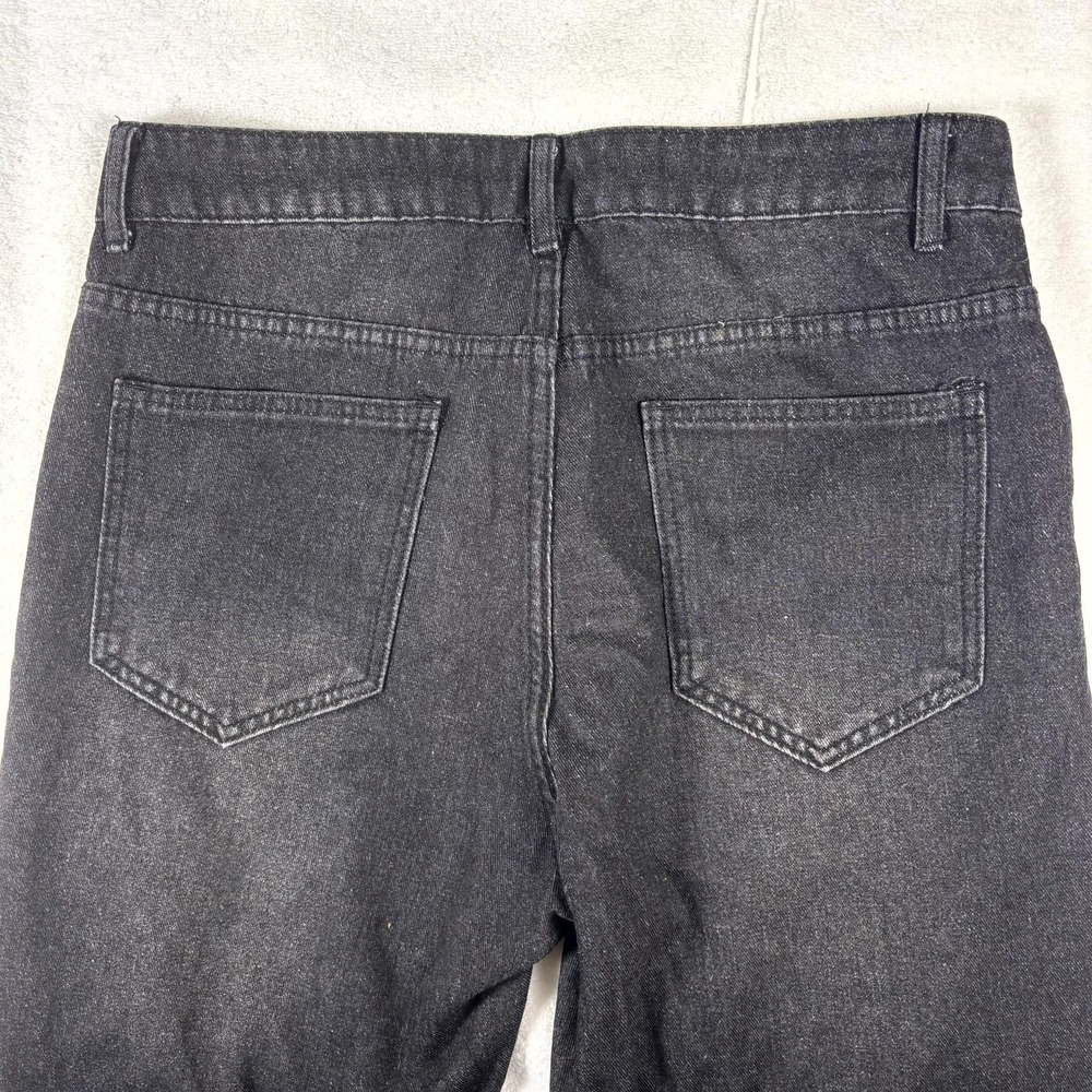 Flame Graphic Jeans Mens Small Black Straight Leg Streetwear Skate Y2K Festival - Picture 7 of 11
